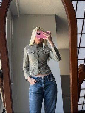 Olive Green Military-Style Women's Jacket